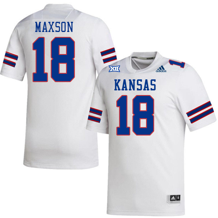 Men #18 Damani Maxson Kansas Jayhawks College Football Jerseys Stitched Sale-White